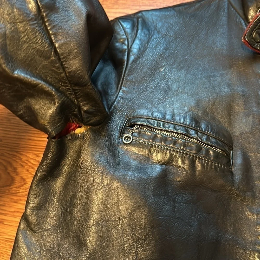 Vintage Black Leather Motorcycle Jacket by British Sportswear, M